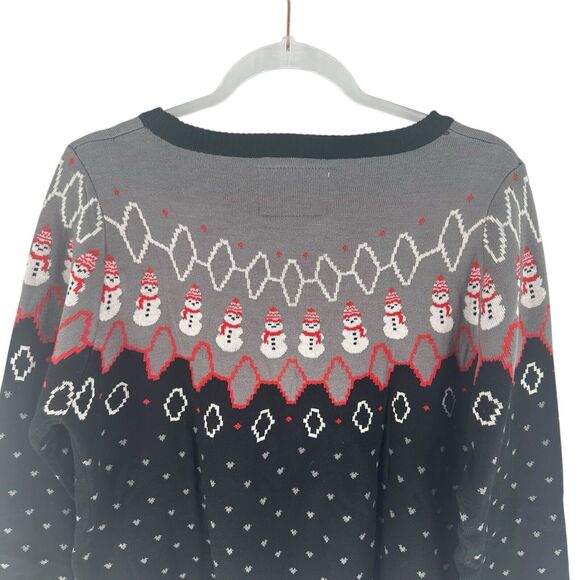 Tipsy Elves Sweater Womens Large Black Ugly Christmas Snowman Nordic Classic - Picture 12 of 16